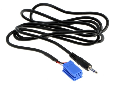 AUX IN Adapter ALFA ROMEO LANCIA FIAT ab 2007 Mini ISO blau - Klinke