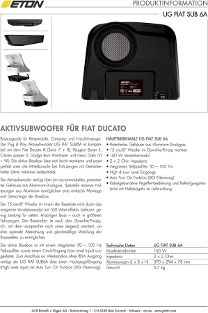 ETON FIAT-SUB6A Upgrade Aktiv-Subwoofer FIAT Ducato Serie 8