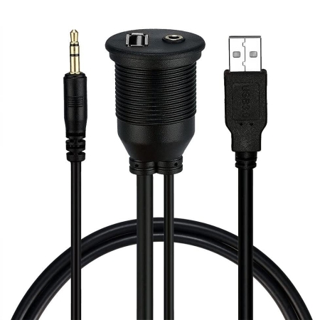 USB 2.0/AUX Einbaubuchse, 3.5mm Klinke, 60cm