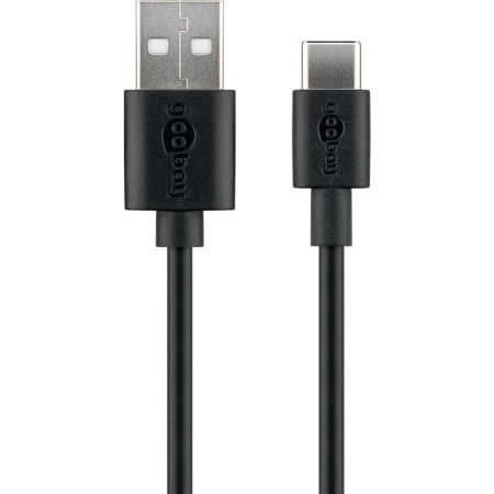 USB-A Kabel auf USB-C Stecker, 0.5m, schwarz