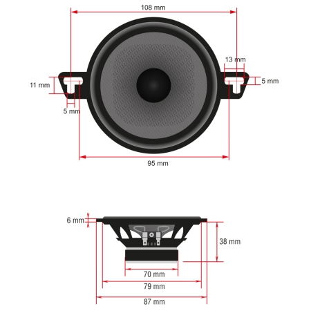 CP87 Koaxial-Lautsprecher ohne Gitter, 87mm