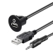 USB/AUX Einbaubuchse mit 60cm Kabel, 3.5mm Klinke