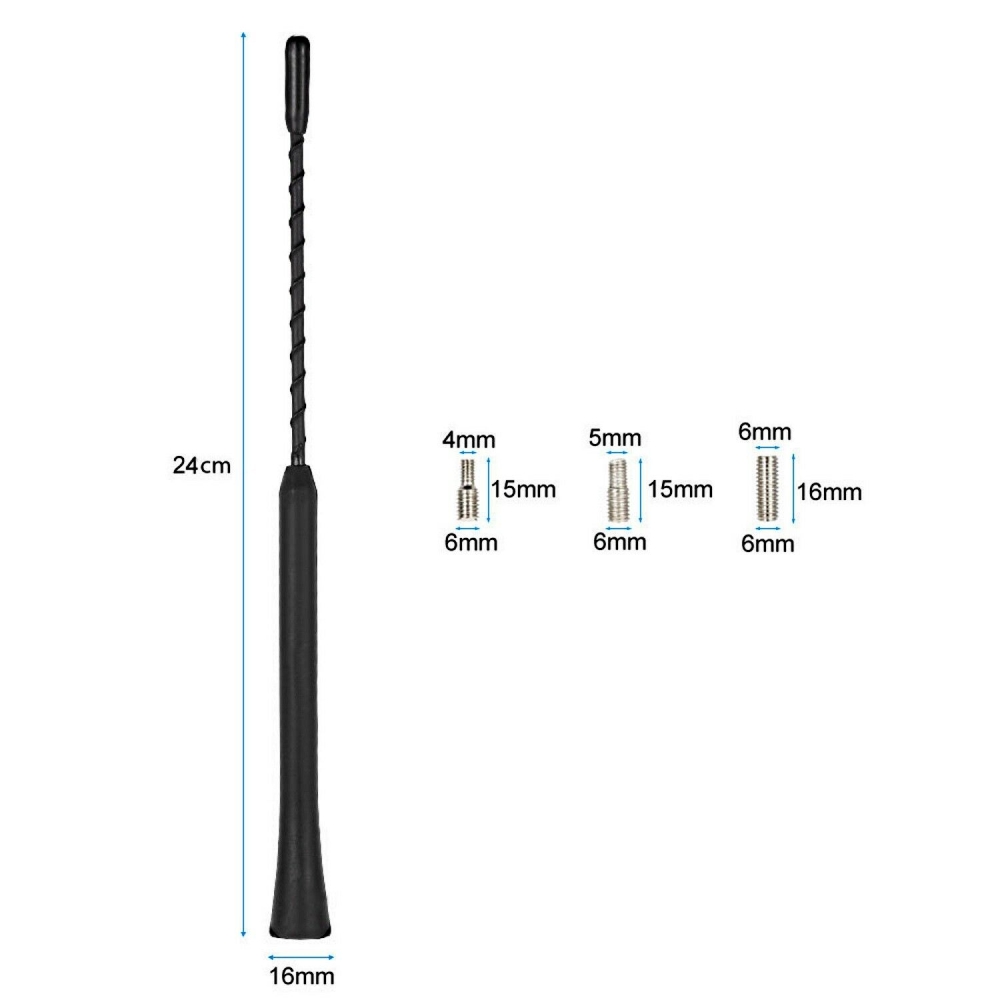 Universal 24 cm Schwarz Stab Antenne AM / FM DAB GSM mit 3 Adapter M4 M5 M6