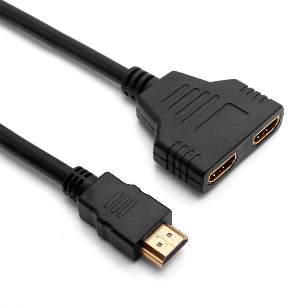 1080i HDMI Splitter 1 Male auf 2 Female Buchse Verteiler Adapter Kabel  Schwarz