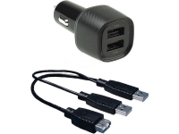 USB Dual-Zigarettenadapter 12V/24V + USB-Adapterkabel (2x Stecker -> 1x Buchse)