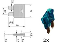 Flachstecksicherung DIN 72581/3C, 15A blau