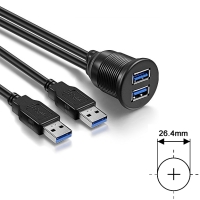 Doppel USB Einbaubuchse mit 200cm Kabel