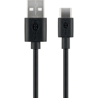 USB-A Kabel auf USB-C Stecker, 10cm schwarz